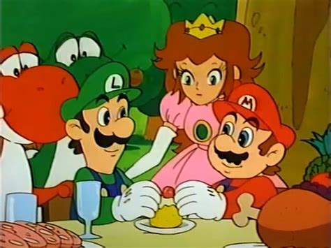 The Mario Bros With Princess Peach And The Yoshis By