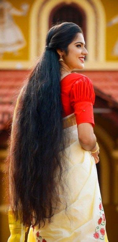 Pin By Preksha Pujara On Long Hair With Saree Long Silky Hair Long