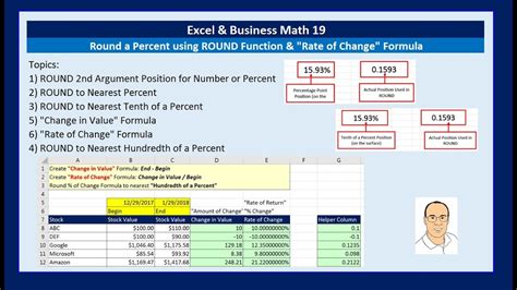 Learn how to create percentage change formulas in excel with negative numbers. Excel & Business Math 19: Round a Percent using ROUND Function & Rate of Change Formula - YouTube