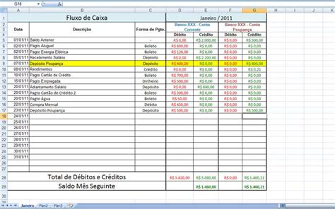 Planilha De Fluxo De Caixa Pessoal Diário Excel Download Grátis