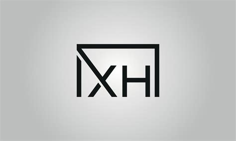 Letter Xh Logo Design Xh Logo With Square Shape In Black Colors Vector