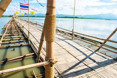 The Bamboo Bridge In Kwan Phayao Lake Stock Image Image Of Culture