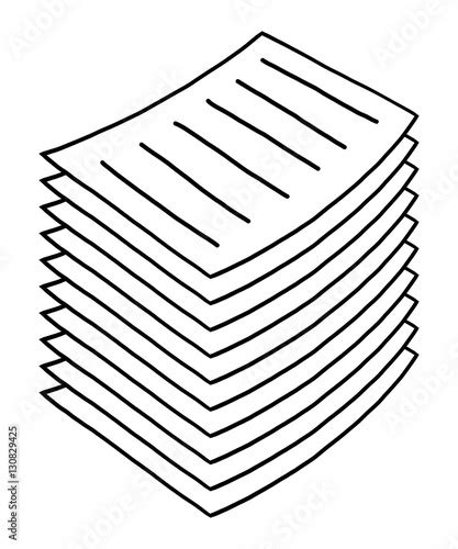 Stack Of Paper Cartoon Vector And Illustration Black And White Hand