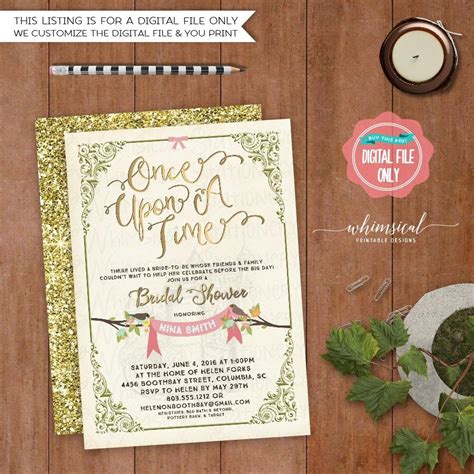 Bridal Shower Invitation Once Upon A Time Printable File Only