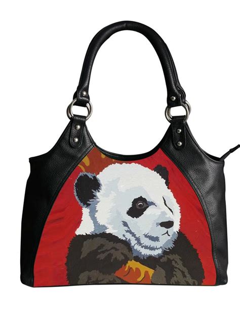 Giant Panda Vegan Leather Retro Handbag By Salvador Kitti Etsy Retro Handbags Vegan Leather