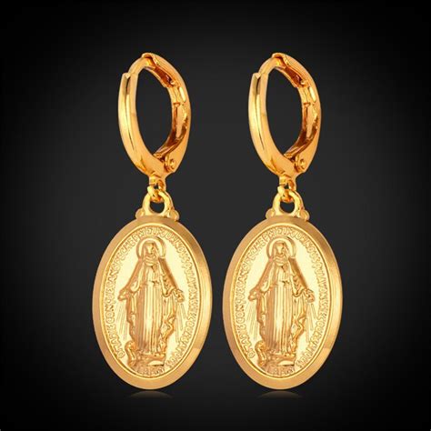 Buy Virgin Mary Earrings For Women Gold Color Catholic