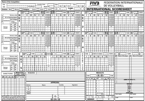 Volleyball Score Sheet Printable Printable Word Searches
