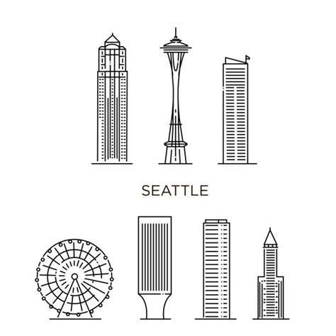 10 Seattle Skyline 2021 Stock Illustrations Royalty Free Vector
