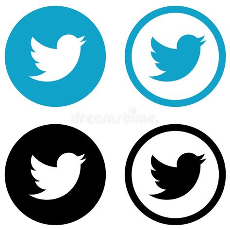 Rounded Colored And Black And White Twitter Logos Editorial Photography