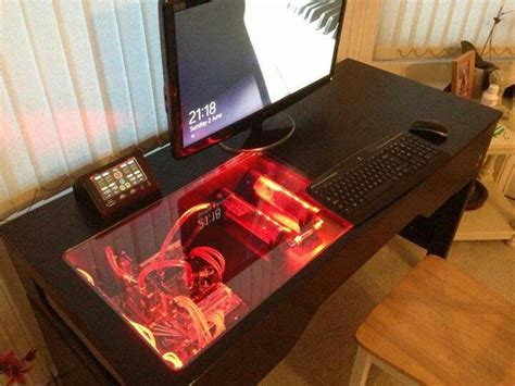 Desktop Computer Under Glass Built In The Desk Gaming
