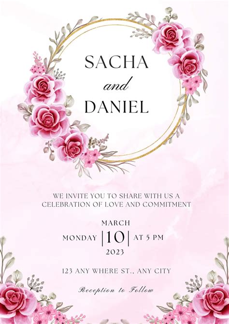 Download Pink Floral Wedding Invitation Background