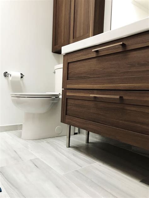 If your bedroom cannot accommodate a independent vanity, then you might do your makeup in the bathroom, and need somewhere to sit. IKEA Godmorgon Walnut two drawer vanity | Ikea bathroom ...