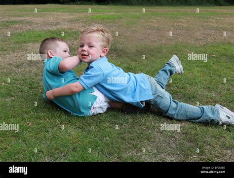 2 Kids Fighting Stock Photo Alamy