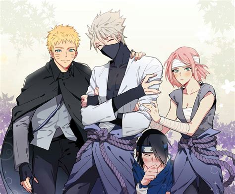 Team 7 • Hahai Lit Love How They All Wear Sasukes Ninja Suit Or Clothes Or Whatever U