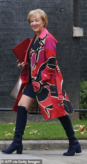 andrea leadsom puts on a very colourful display in a £1247 burberry coat daily mail online