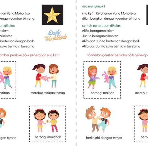 PENERAPAN PANCA SILA DI SEKOLAH In Lembar Kerja Pengenalan Huruf Gambar