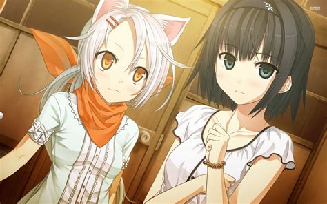 Two Female Anime Characters Digital Wallpaper Monobeno Alishima Alice