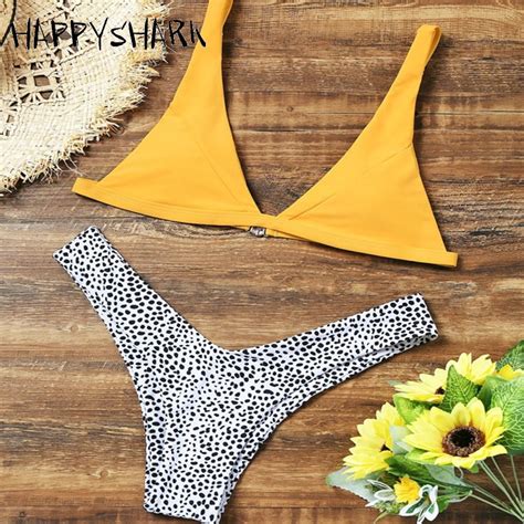 Happyshark 2018 New Brazilian Bikinis Set Women Cobblestone Printed