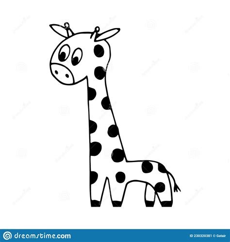 Giraffe Hand Drawn Doodle Vector Scandinavian Nordic Minimalism