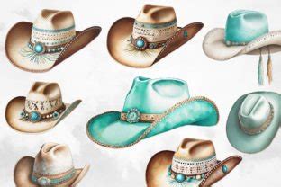 Turquoise Cowgirl Hats Clip Art Graphic By Starsunflower Studio