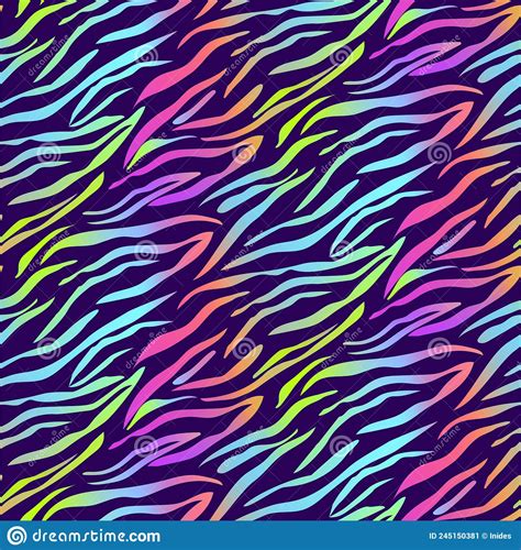 Tiger Striped Rainbow Seamless Pattern Tiger Texture Neon Holographic