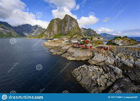 Panorama View Mountain And Sea At Hamnoy Village Stock Photo Image Of