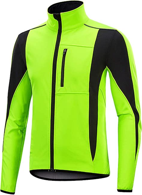Straw Mens Winter Windproof Waterproof Cycling Jacket Fleece Thermal High Visibility Mtb