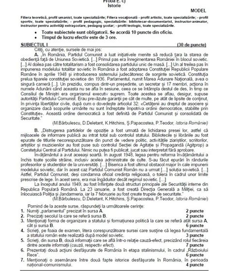 În cadrul examenului de bacalaureat 2019, absolvenții de liceu susțin, astăzi, examenul la proba obligatorie a profilului. SIMULARE BAC 2014. Subiecte ISTORIE BAC 2014. Modele de ...