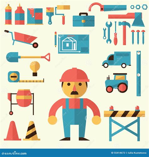 Builders Icons Set Stock Illustration Illustration Of Person 55414673
