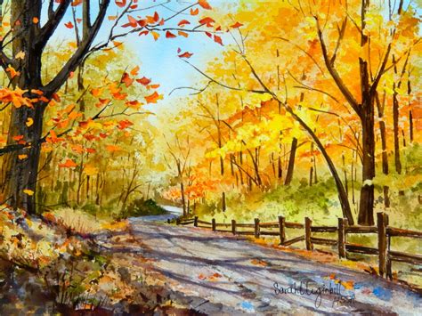 Autumn Afternoon By Sarahluginbillart On Etsy Tree Watercolor Art Landscape
