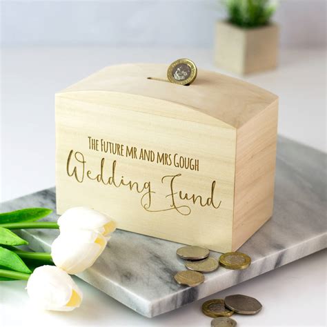 Wedding Fund Wooden Money Box By Mirrorin