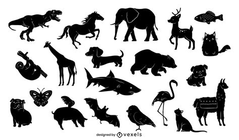 Pack De Silueta De Animales Vector Premium Images