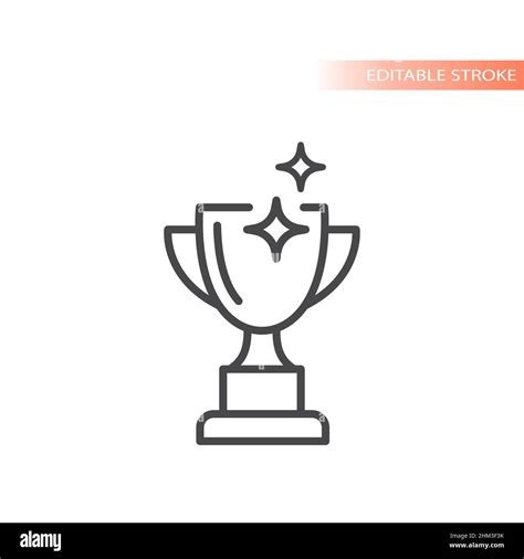 Winner Cup Line Vector Icon Trophy Shiny Outlined Symbol Stock Vector
