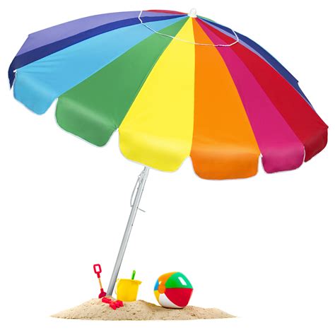 Best Choice Products Bcp Giant 8 Ft Tilt Rainbow Beach Umbrella W
