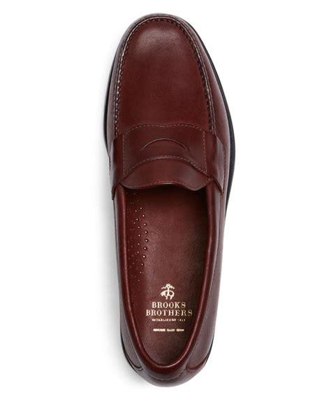 brooks brothers leather classic penny loafers in brown for men lyst