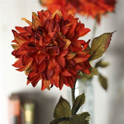 Shop at tableclothsfactory for the best selection of artificial flowers and plants that are adored by many for their timeless and effortless elegance. Orange and Red Artificial Dahlia Bloom - Floral Sale ...
