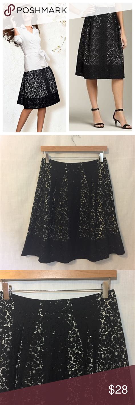 Nwot Talbots Dixie Black Floral Full Lace Skirt 2p Lace Skirt Petite