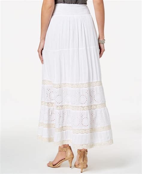 Style And Co Crochet Eyelet Maxi Skirt Created For Macys In White