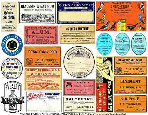 Antique Druggist Labels Printed Sheet Vintage Pharmacy Etsy In 2020