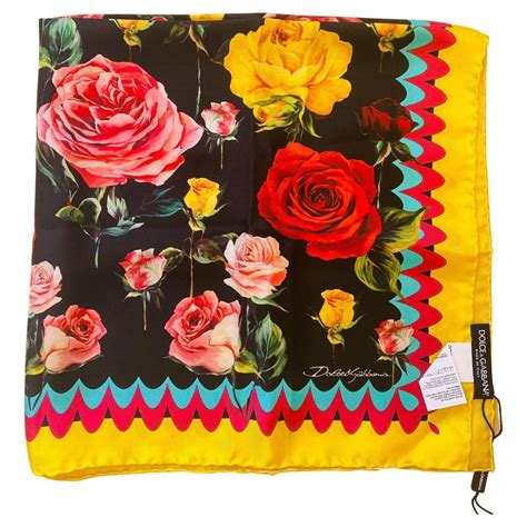 dolce and gabbana multicolor yellow silk roses scarf wrap cover up flowers for sale at 1stdibs