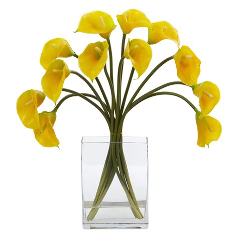 Nearly Natural Calla Lily Artificial Arrangement In Vase Walmart Com