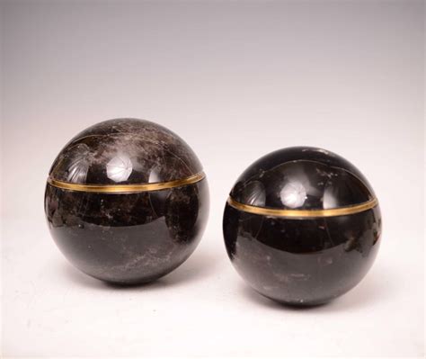 Pair Of Dark Brown Rock Crystal Globes With Covers For Sale At 1stdibs
