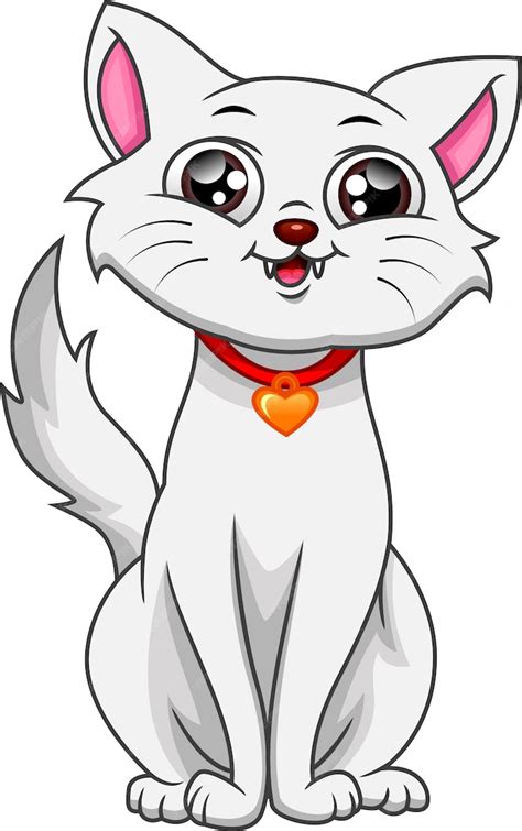Premium Vector Cute White Cat Cartoon