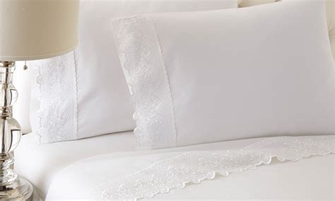 Fits up to 18 deep pocket mattress. 100% Cotton Sheet Set with Lace | Groupon Goods