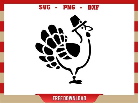 ⭐ Free Svg Turkey With Pilgrim Hat Cut File For Cricut Download