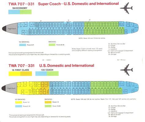 Airlines Past And Present Twa Seat Guide Map