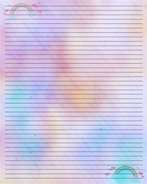 Watercolor Rainbow Stationery Writing Paper Printable Stationery