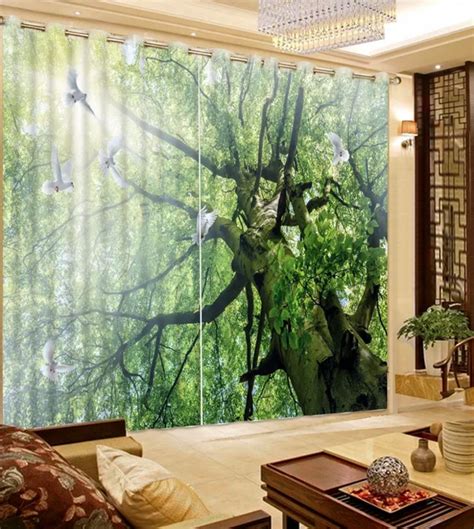 Nature Scenery Curtains 3d Printing Tree Curtains Window For Living
