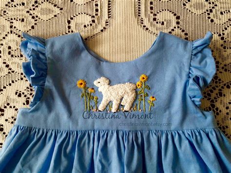Summer Lamb Hand Embroidery Hand Embroidered Baby Girl Dress Sheep