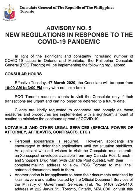 Announcements | The Philippine Consulate General - Toronto, Canada